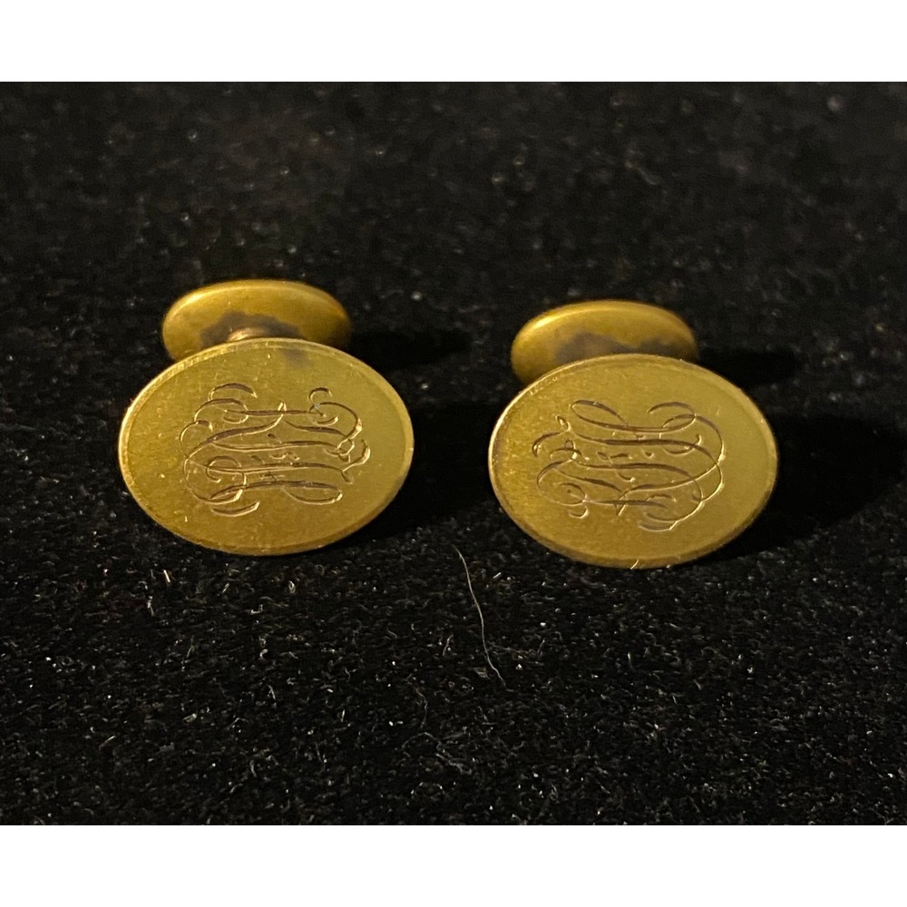 Victorian Gold Filled Cuff Links Fancy Monogram
